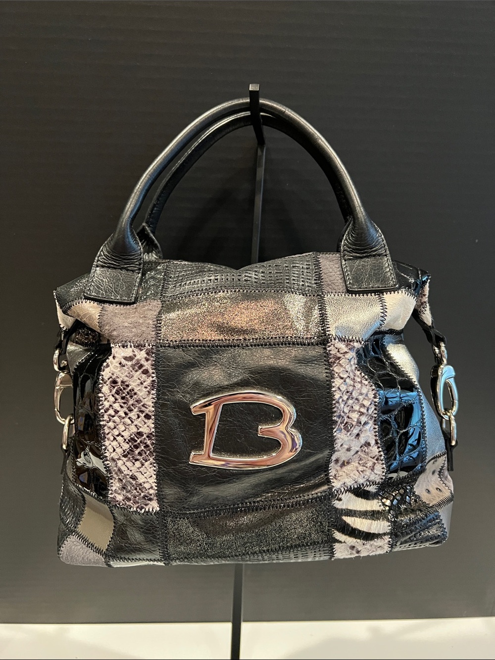 Braccialini Patchwork leather satchel bag
